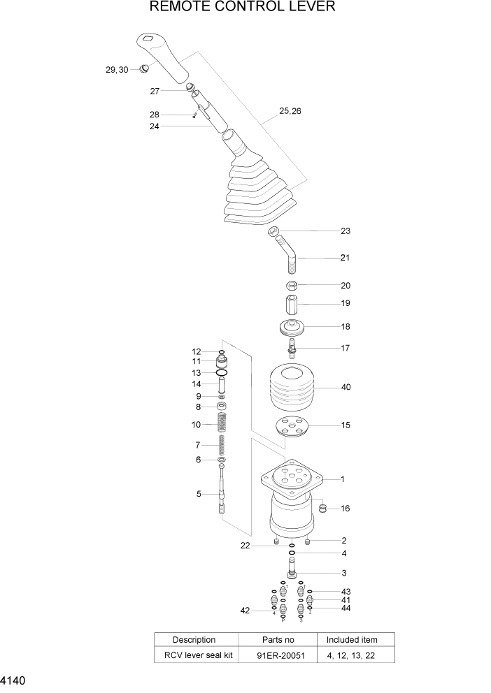 Схема запчастей Hyundai R300LC7 - PAGE 4140 REMOTE CONTROL LEVER ГИДРАВЛИЧЕСКИЕ КОМПОНЕНТЫ