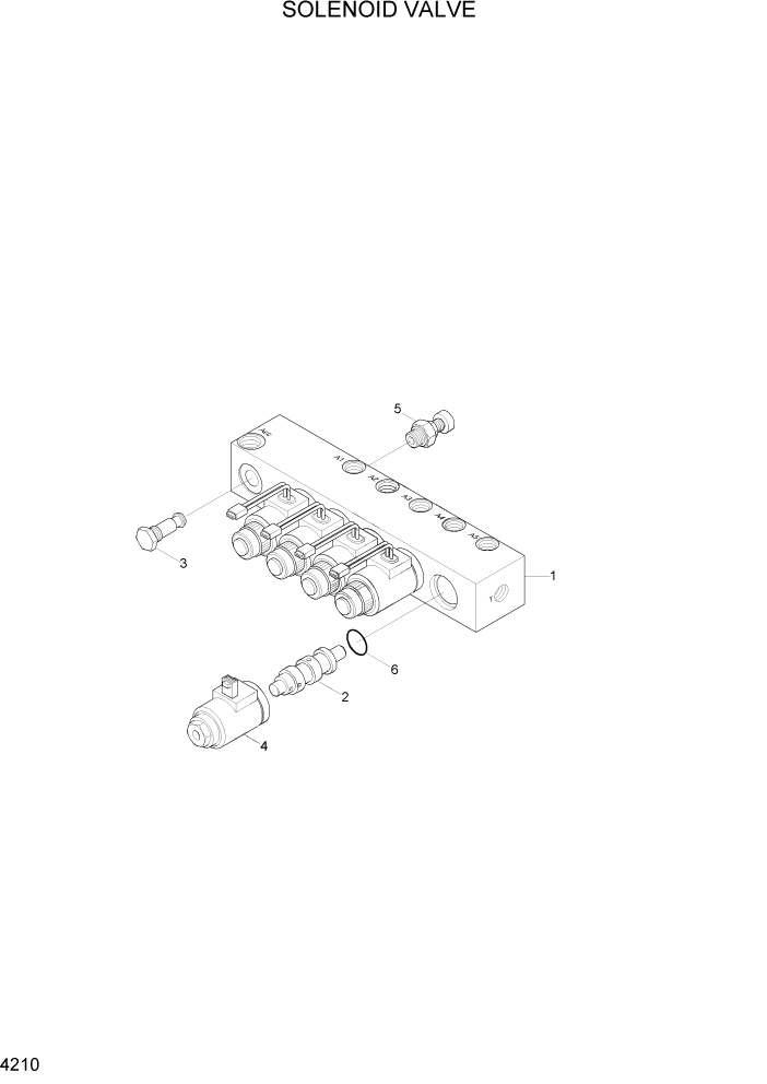 Схема запчастей Hyundai R300LC7 - PAGE 4210 SOLENOID VALVE ГИДРАВЛИЧЕСКИЕ КОМПОНЕНТЫ