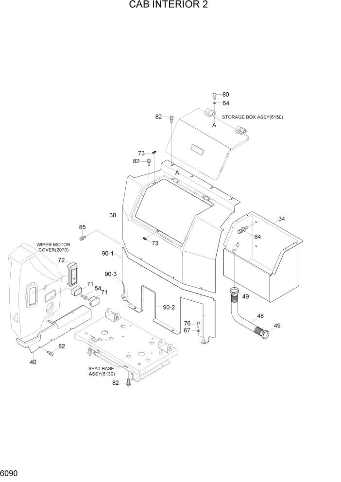 Схема запчастей Hyundai R300LC7 - PAGE 6090 CAB INTERIOR 2 СТРУКТУРА