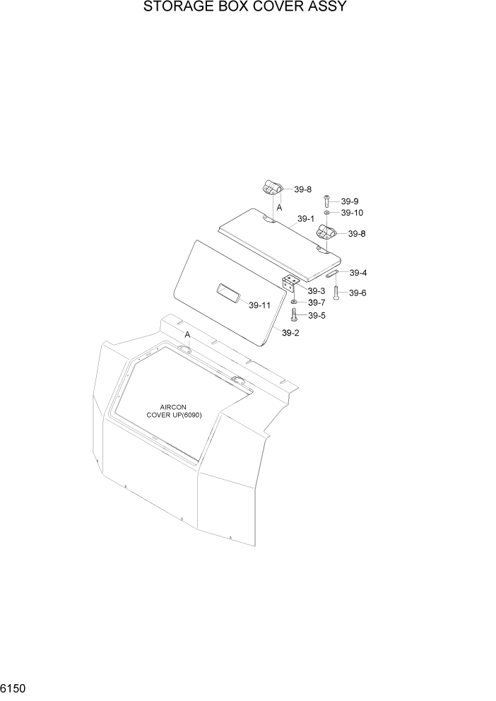 Схема запчастей Hyundai R300LC7 - PAGE 6150 STORAGE BOX COVER ASSY СТРУКТУРА