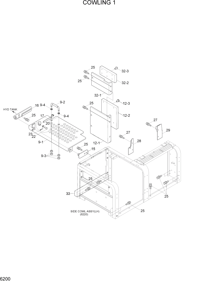 Схема запчастей Hyundai R300LC7 - PAGE 6200 COWLING 1 СТРУКТУРА