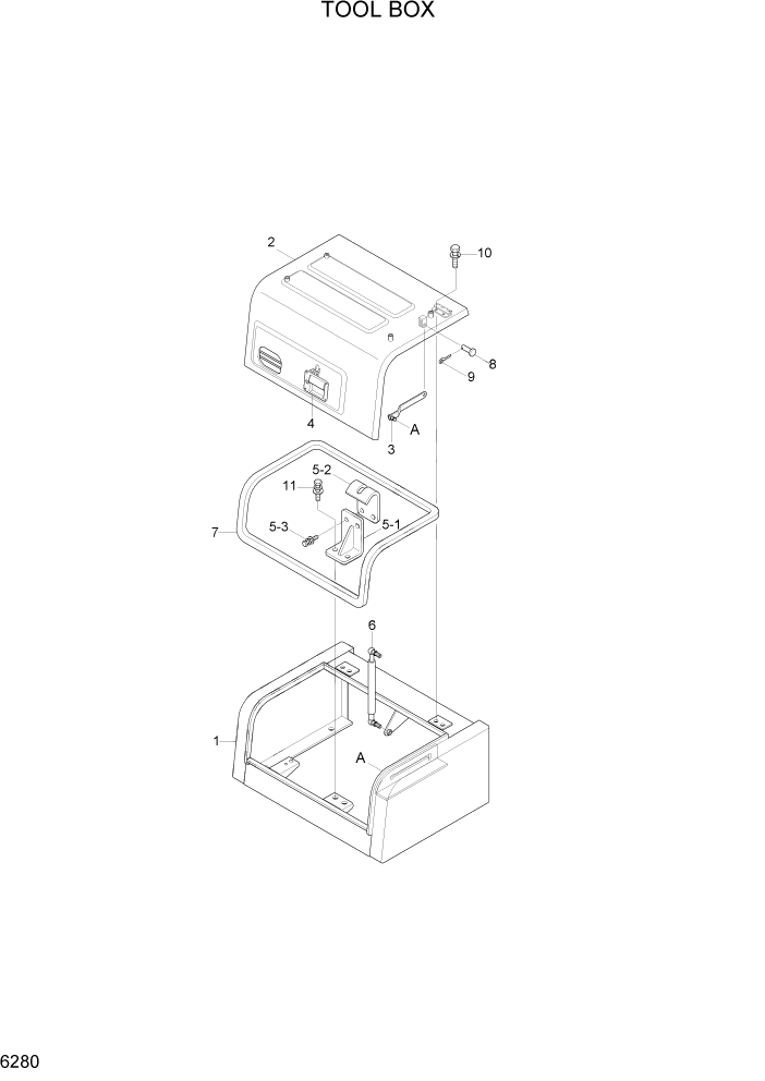 Схема запчастей Hyundai R300LC7 - PAGE 6280 TOOL BOX СТРУКТУРА