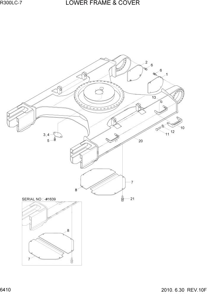 Схема запчастей Hyundai R300LC7 - PAGE 6410 LOWER FRAME & COVER СТРУКТУРА