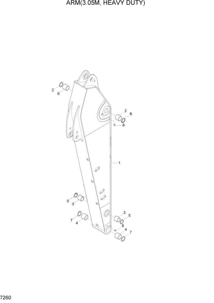 Схема запчастей Hyundai R300LC7 - PAGE 7260 ARM(3.35M, HEAVY DUTY) РАБОЧЕЕ ОБОРУДОВАНИЕ