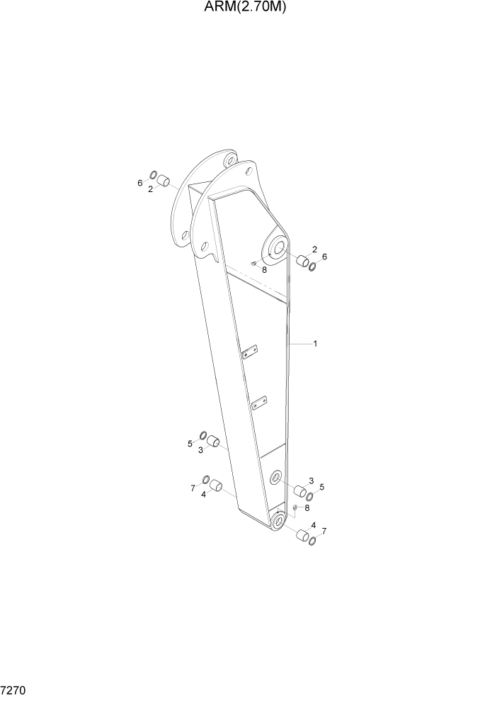 Схема запчастей Hyundai R300LC7 - PAGE 7270 ARM(2.70M) РАБОЧЕЕ ОБОРУДОВАНИЕ