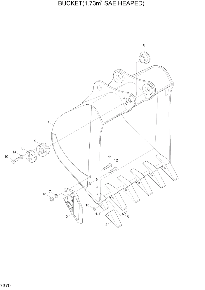 Схема запчастей Hyundai R300LC7 - PAGE 7370 BUCKET(1.73M3 SAE HEAPED) РАБОЧЕЕ ОБОРУДОВАНИЕ