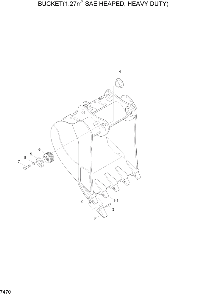 Схема запчастей Hyundai R300LC7 - PAGE 7470 BUCKET(1.27M3 SAE HEAPED, HEAVY DUTY) РАБОЧЕЕ ОБОРУДОВАНИЕ