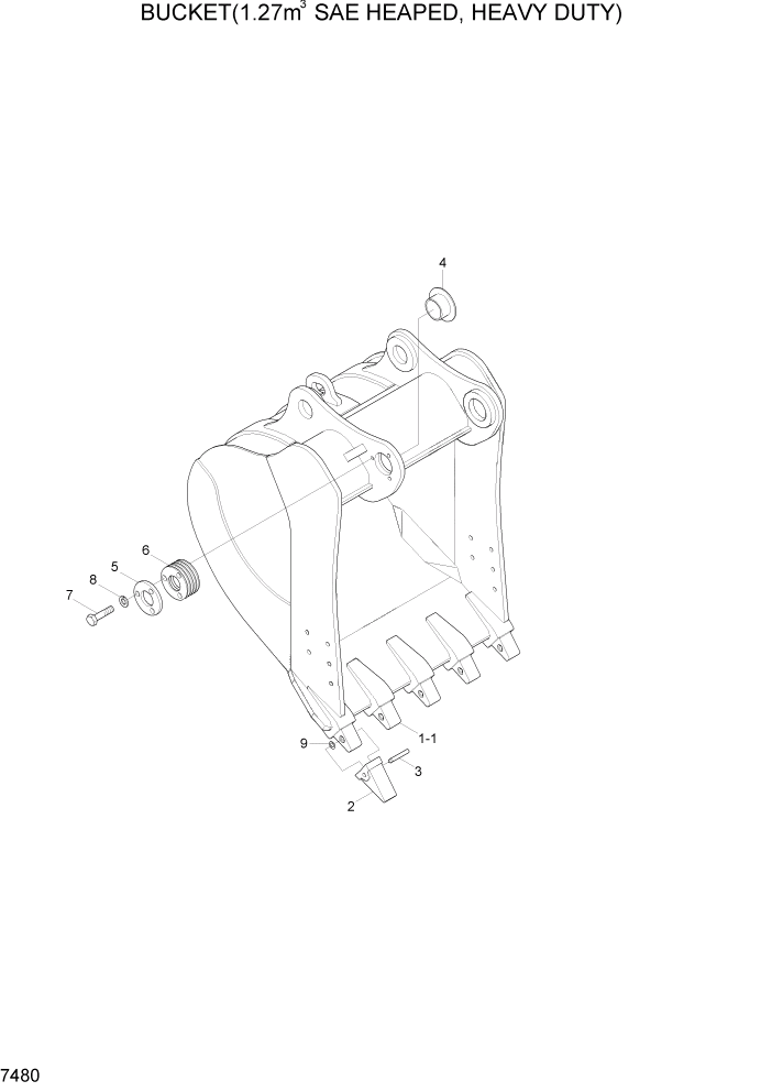 Схема запчастей Hyundai R300LC7 - PAGE 7480 BUCKET(1.27M3 SAE HEAPED, HEAVY DUTY) РАБОЧЕЕ ОБОРУДОВАНИЕ