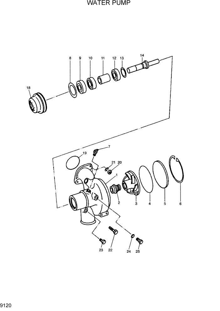 Схема запчастей Hyundai R300LC7 - PAGE 9120 WATER PUMP ДВИГАТЕЛЬ БАЗА