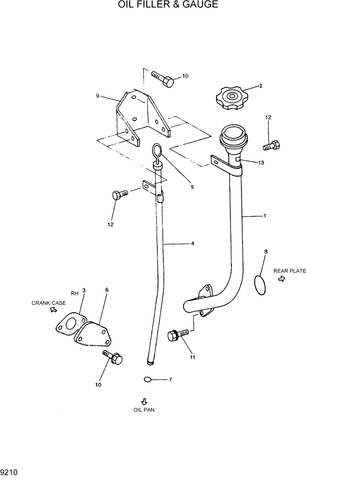 Схема запчастей Hyundai R300LC7 - PAGE 9210 OIL FILLER & GAUGE ДВИГАТЕЛЬ БАЗА