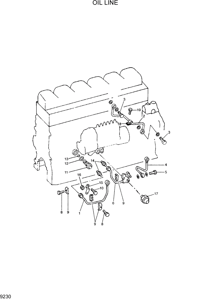 Схема запчастей Hyundai R300LC7 - PAGE 9230 OIL LINE ДВИГАТЕЛЬ БАЗА