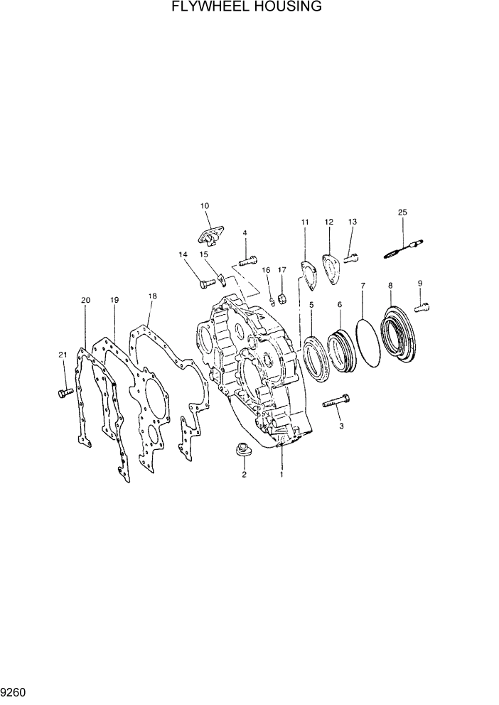 Схема запчастей Hyundai R300LC7 - PAGE 9260 FLYWHEEL HOUSING ДВИГАТЕЛЬ БАЗА