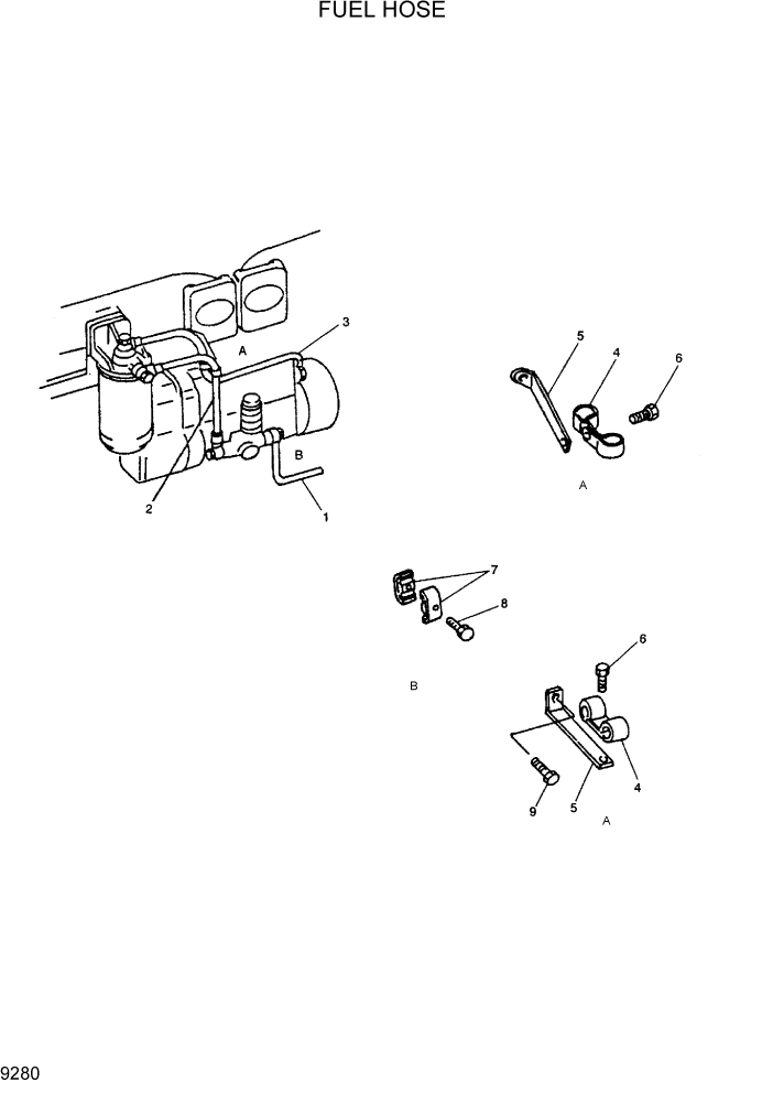 Схема запчастей Hyundai R300LC7 - PAGE 9280 FUEL HOSE ДВИГАТЕЛЬ БАЗА