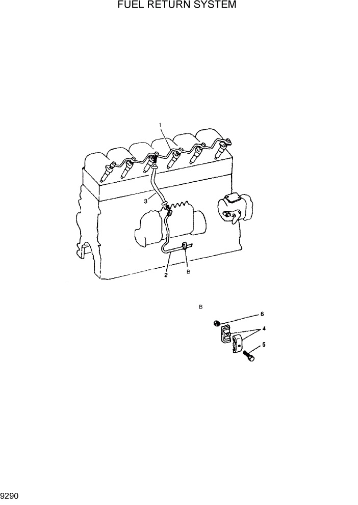 Схема запчастей Hyundai R300LC7 - PAGE 9290 FUEL RETURN SYSTEM ДВИГАТЕЛЬ БАЗА