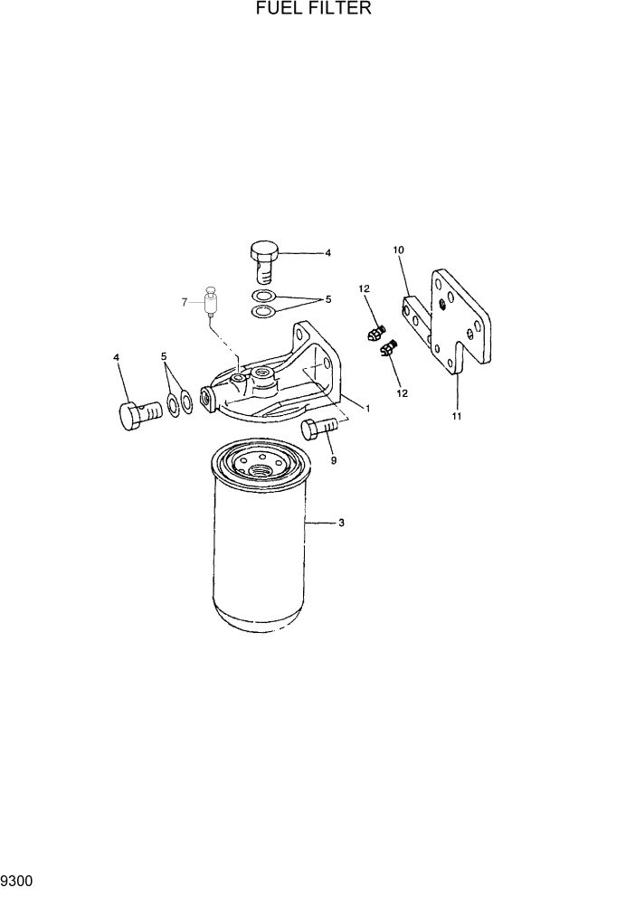 Схема запчастей Hyundai R300LC7 - PAGE 9300 FUEL FILTER ДВИГАТЕЛЬ БАЗА