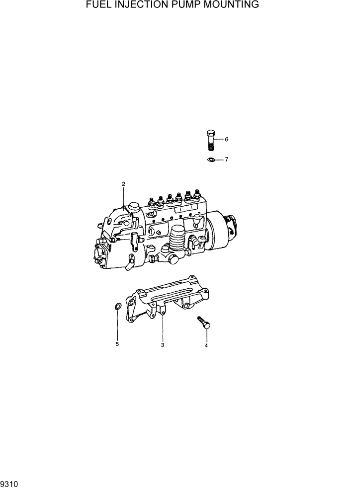 Схема запчастей Hyundai R300LC7 - PAGE 9310 FUEL INJECTION PUMP MOUNTING ДВИГАТЕЛЬ БАЗА