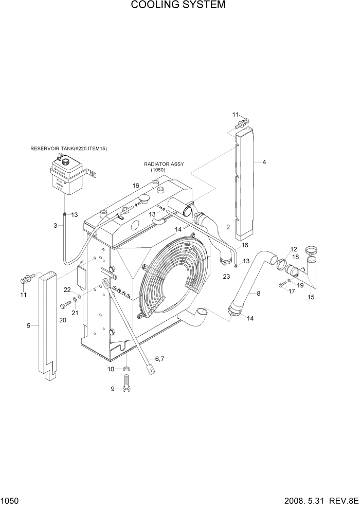 Схема запчастей Hyundai R305LC7 - PAGE 1050 COOLING SYSTEM СИСТЕМА ДВИГАТЕЛЯ