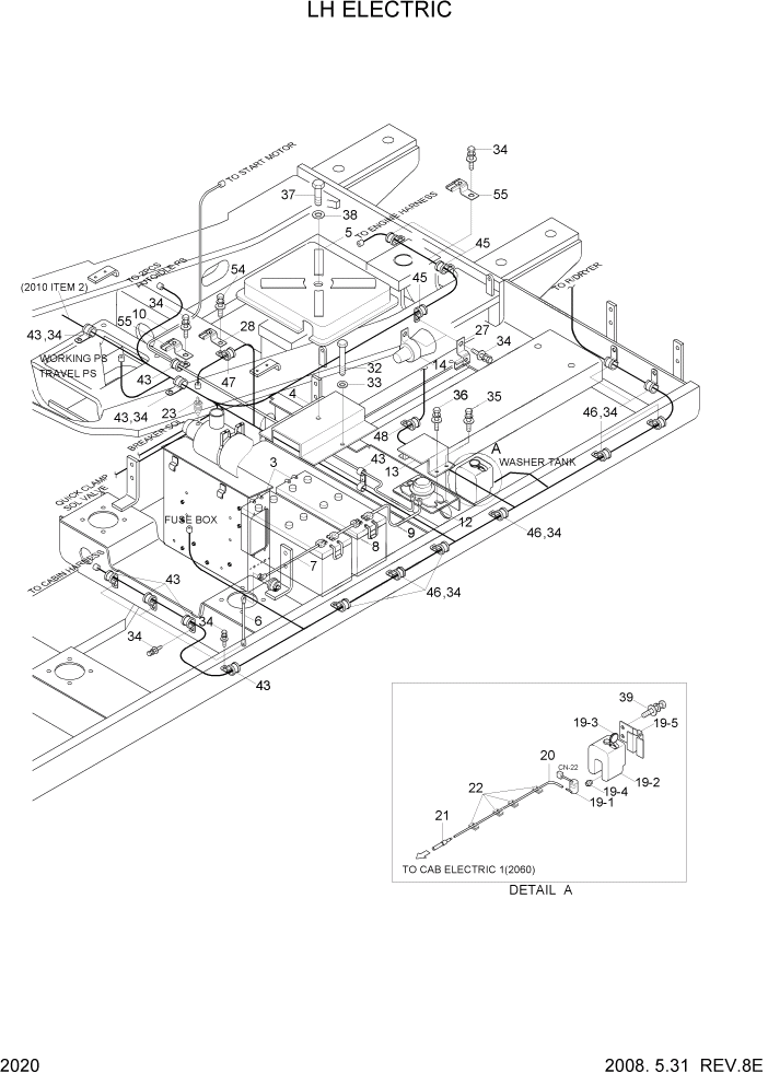 Схема запчастей Hyundai R305LC7 - PAGE 2020 LH ELECTRIC ЭЛЕКТРИЧЕСКАЯ СИСТЕМА