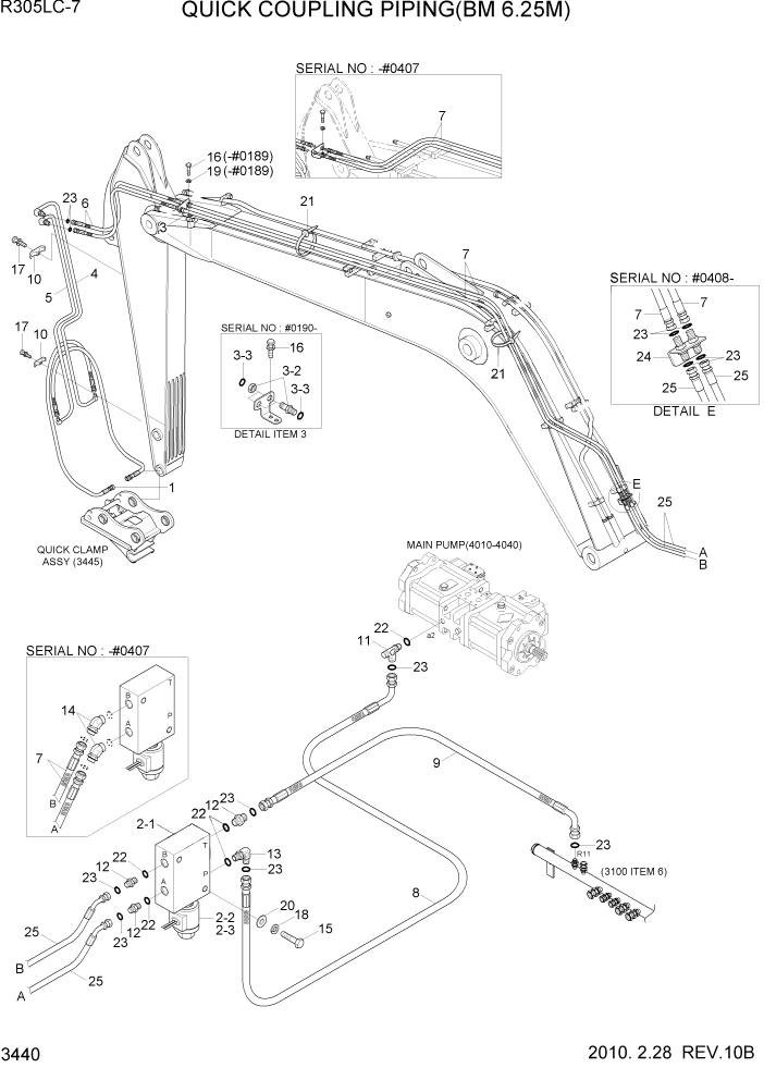 Схема запчастей Hyundai R305LC7 - PAGE 3440 QUICK CLAMP PIPING(BM 6.25M) ГИДРАВЛИЧЕСКАЯ СИСТЕМА