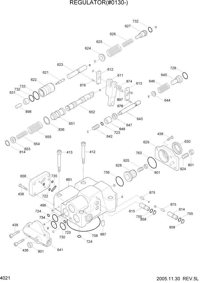 Схема запчастей Hyundai R305LC7 - PAGE 4021 REGULATOR(#0130-) ГИДРАВЛИЧЕСКИЕ КОМПОНЕНТЫ