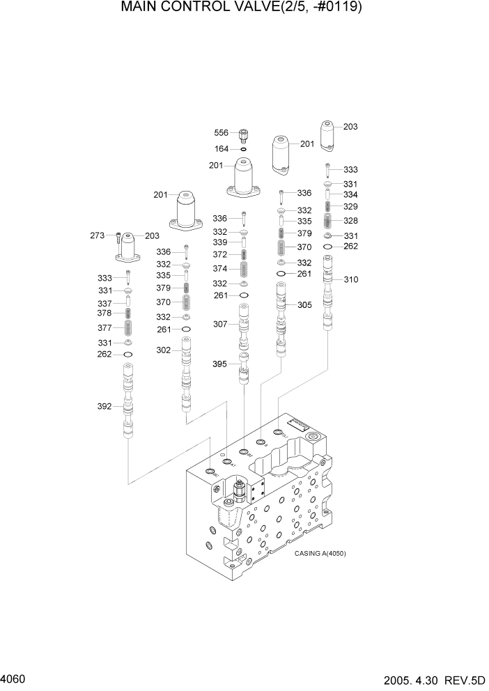 Схема запчастей Hyundai R305LC7 - PAGE 4060 MAIN CONTROL VALVE(2/5, -#0119) ГИДРАВЛИЧЕСКИЕ КОМПОНЕНТЫ