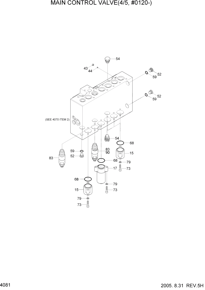 Схема запчастей Hyundai R305LC7 - PAGE 4081 MAIN CONTROL VALVE(4/5, #0120-) ГИДРАВЛИЧЕСКИЕ КОМПОНЕНТЫ