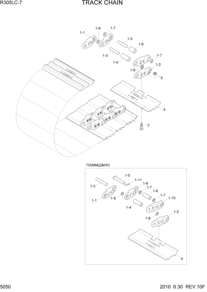 Схема запчастей Hyundai R305LC7 - PAGE 5050 TRACK CHAIN ХОДОВАЯ ЧАСТЬ