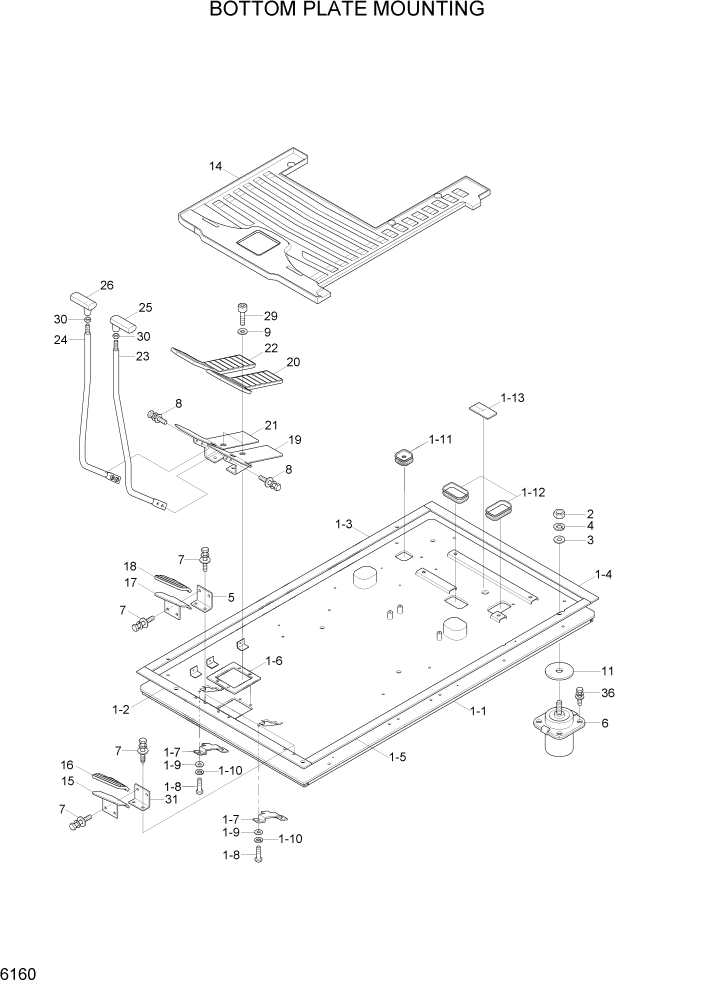 Схема запчастей Hyundai R305LC7 - PAGE 6160 BOTTOM PLATE MOUNTING СТРУКТУРА