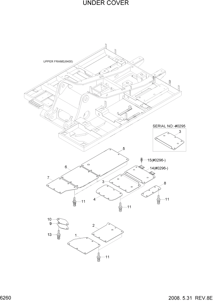 Схема запчастей Hyundai R305LC7 - PAGE 6260 UNDER COVER СТРУКТУРА