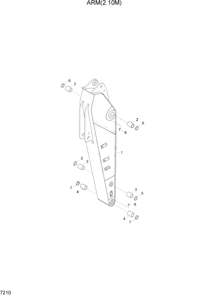 Схема запчастей Hyundai R305LC7 - PAGE 7210 ARM(2.10M) РАБОЧЕЕ ОБОРУДОВАНИЕ