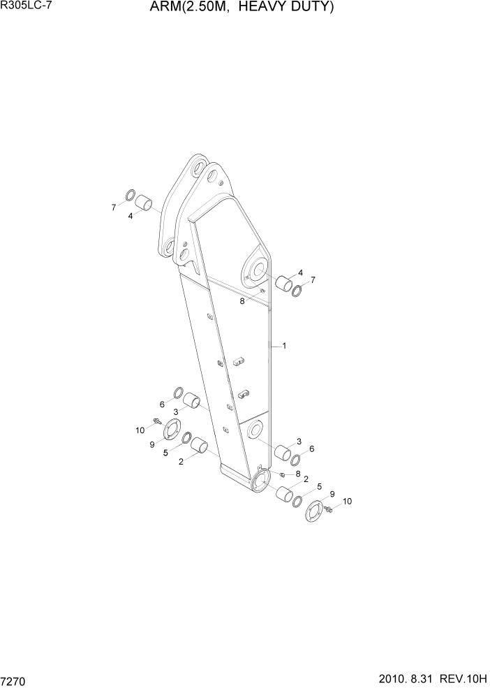 Схема запчастей Hyundai R305LC7 - PAGE 7270 ARM(2.50M, HEAVY DUTY) РАБОЧЕЕ ОБОРУДОВАНИЕ