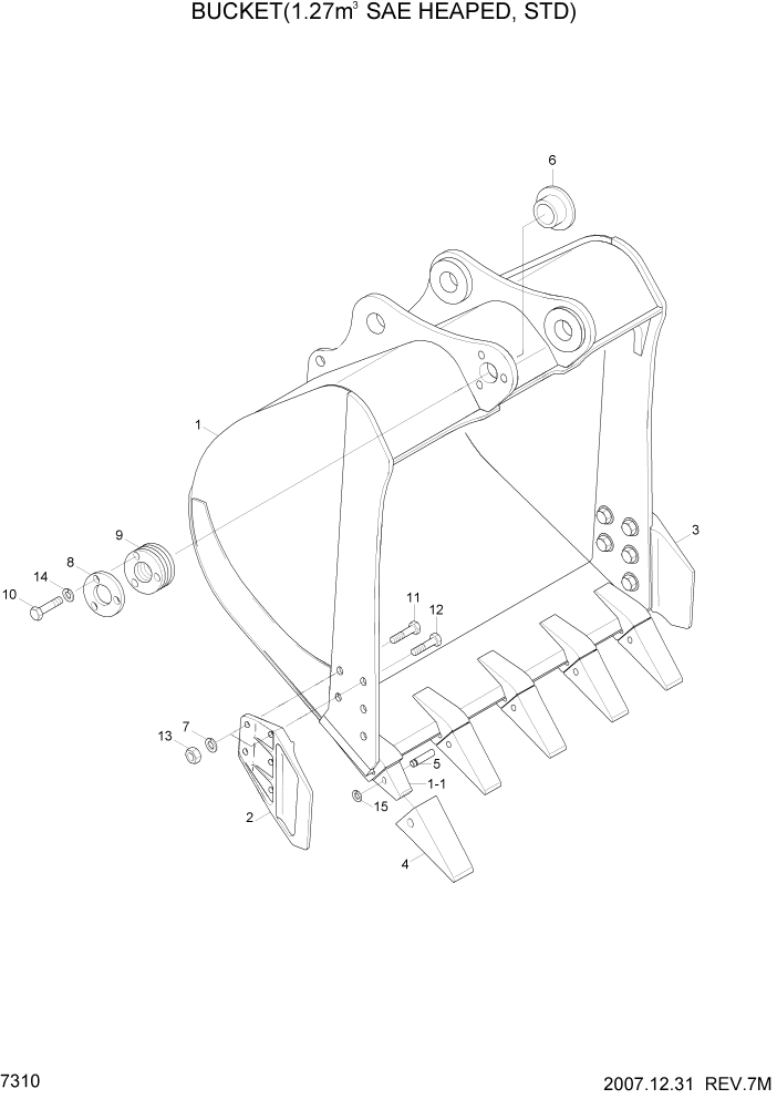 Схема запчастей Hyundai R305LC7 - PAGE 7310 BUCKET(1.27M3 SAE HEAPED, STD) РАБОЧЕЕ ОБОРУДОВАНИЕ