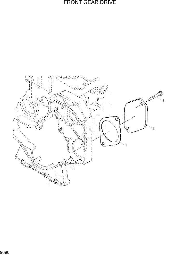 Схема запчастей Hyundai R305LC7 - PAGE 9090 FRONT GEAR DRIVE ДВИГАТЕЛЬ БАЗА