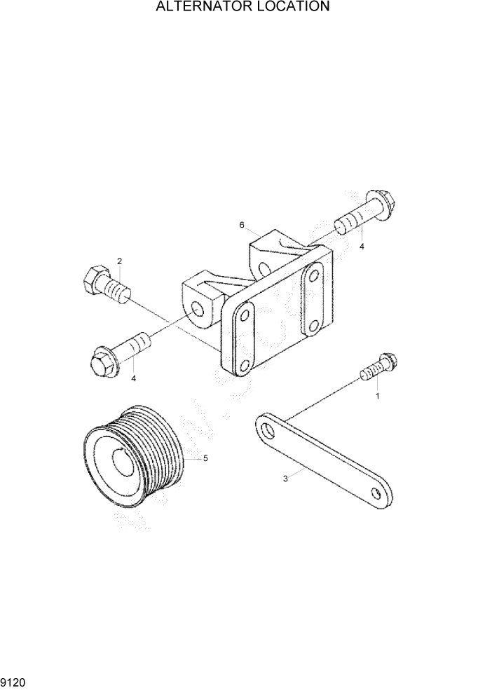 Схема запчастей Hyundai R305LC7 - PAGE 9120 ALTERNATOR LOCATION ДВИГАТЕЛЬ БАЗА