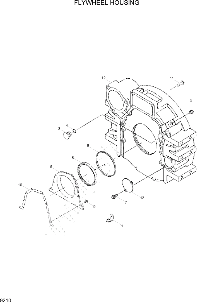 Схема запчастей Hyundai R305LC7 - PAGE 9210 FLYWHEEL HOUSING ДВИГАТЕЛЬ БАЗА