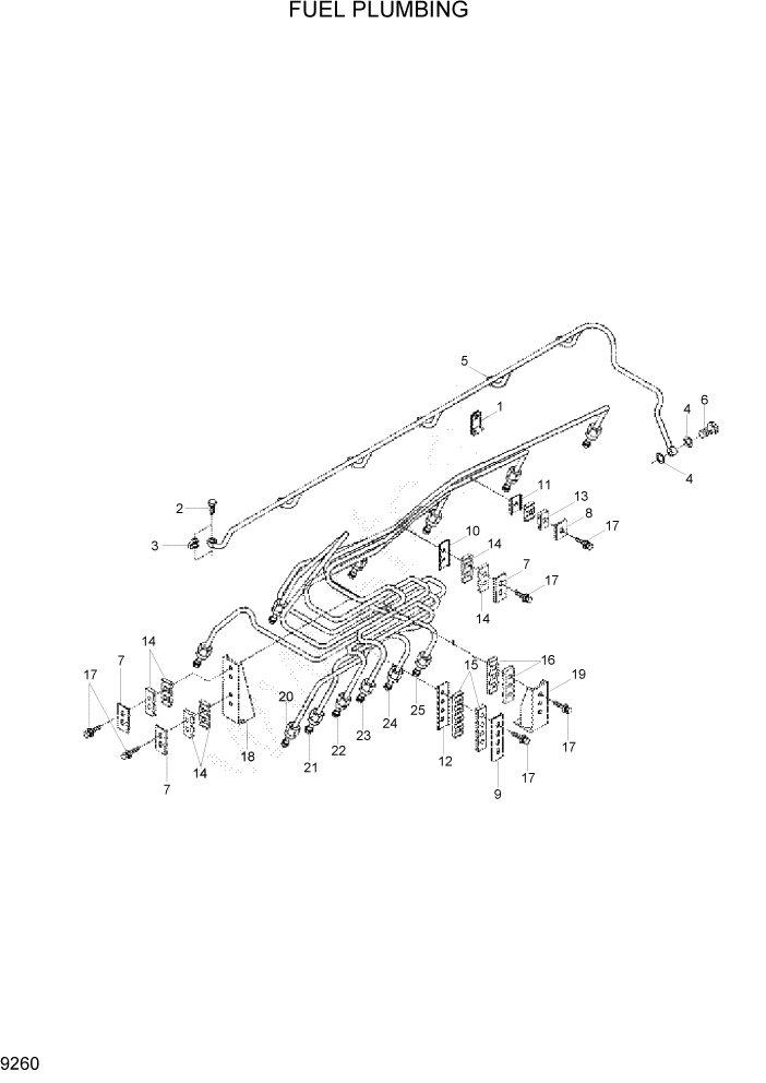 Схема запчастей Hyundai R305LC7 - PAGE 9260 FUEL PLUMBING ДВИГАТЕЛЬ БАЗА