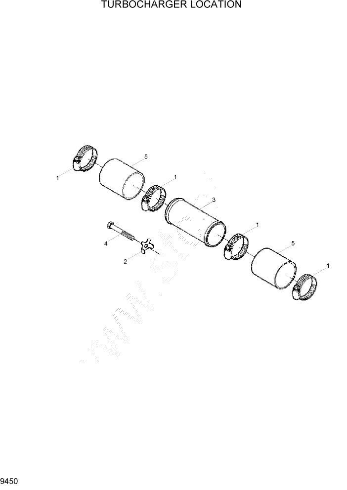 Схема запчастей Hyundai R305LC7 - PAGE 9450 TURBOCHARGER LOCATION ДВИГАТЕЛЬ БАЗА