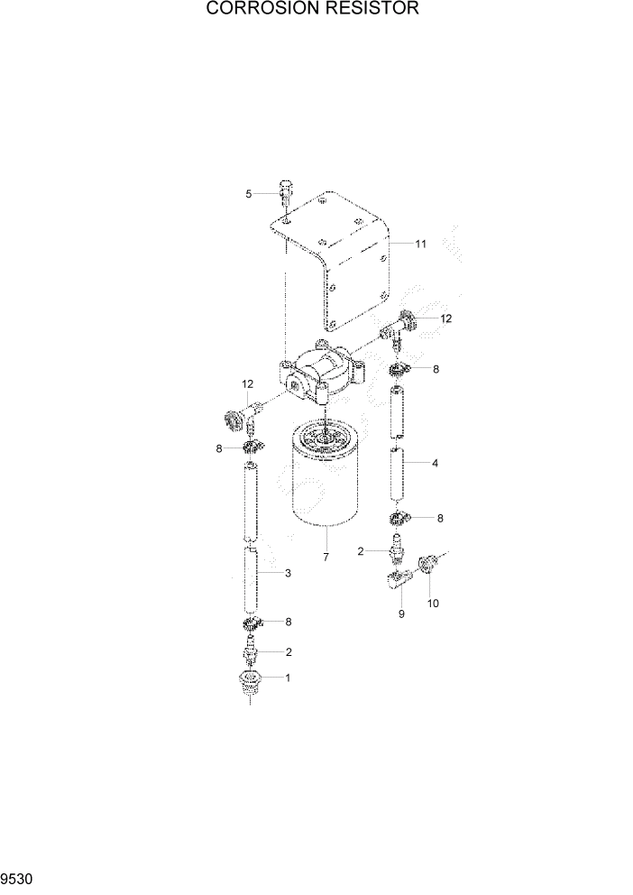 Схема запчастей Hyundai R305LC7 - PAGE 9530 CORROSION RESISTOR ДВИГАТЕЛЬ БАЗА