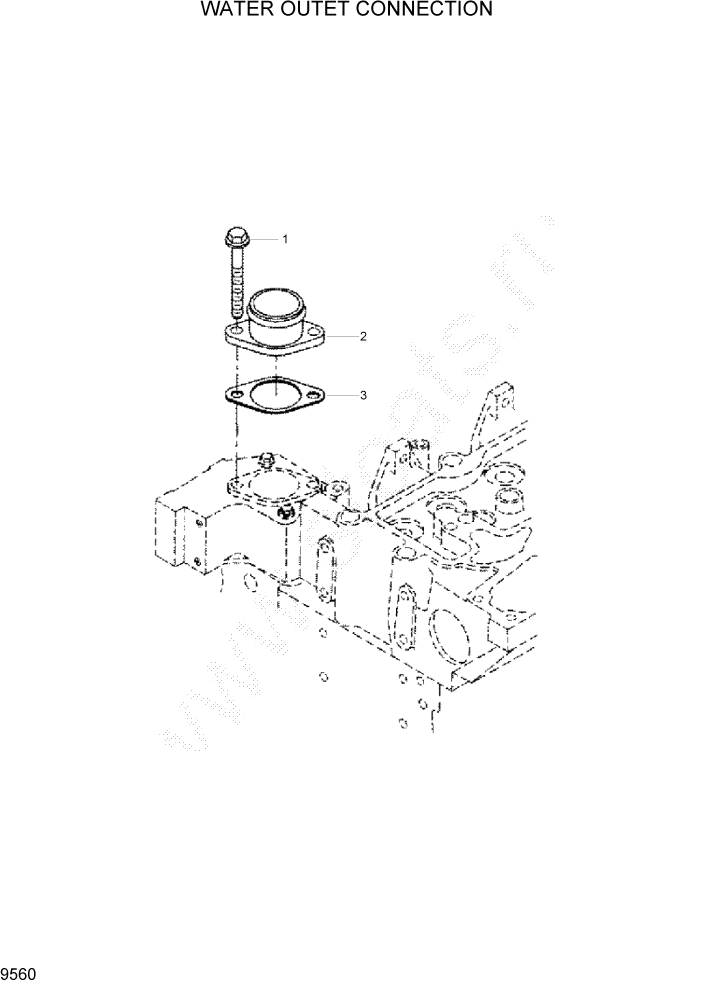 Схема запчастей Hyundai R305LC7 - PAGE 9560 WATER OUTLET CONNECTION ДВИГАТЕЛЬ БАЗА