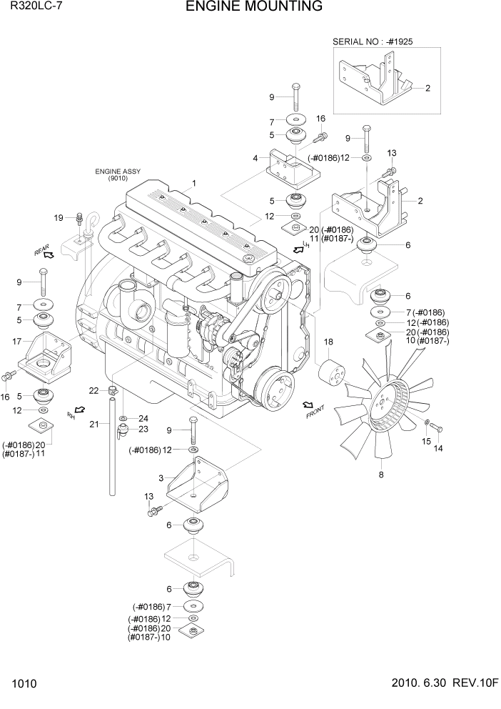 Схема запчастей Hyundai R320LC7 - PAGE 1010 ENGINE MOUNTING СИСТЕМА ДВИГАТЕЛЯ