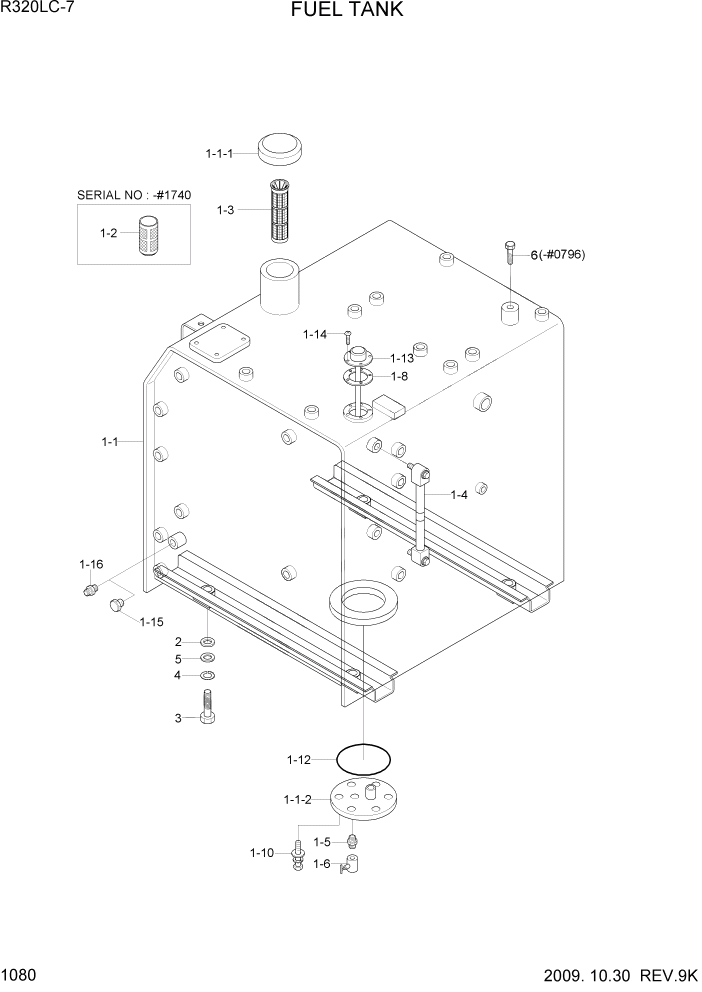 Схема запчастей Hyundai R320LC7 - PAGE 1080 FUEL TANK СИСТЕМА ДВИГАТЕЛЯ