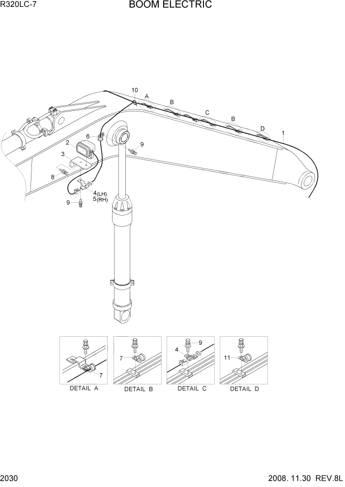 Схема запчастей Hyundai R320LC7 - PAGE 2030 BOOM ELECTRIC ЭЛЕКТРИЧЕСКАЯ СИСТЕМА