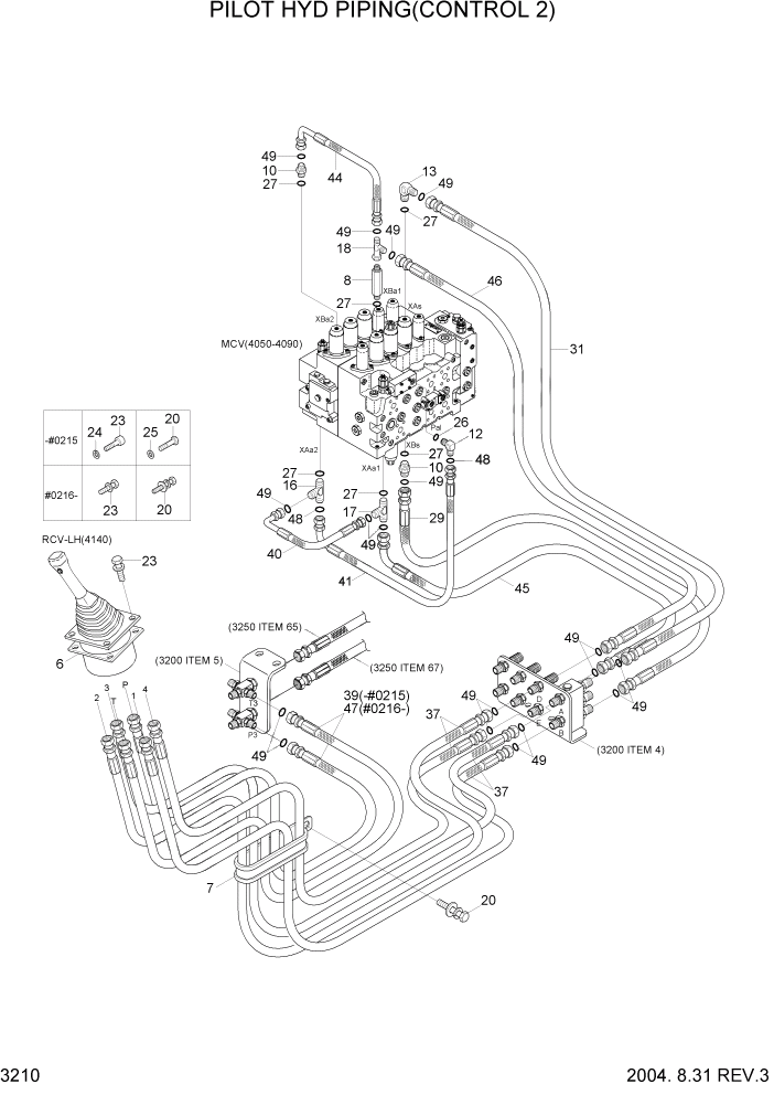 Схема запчастей Hyundai R320LC7 - PAGE 3210 PILOT HYD PIPING(CONTROL 2) ГИДРАВЛИЧЕСКАЯ СИСТЕМА