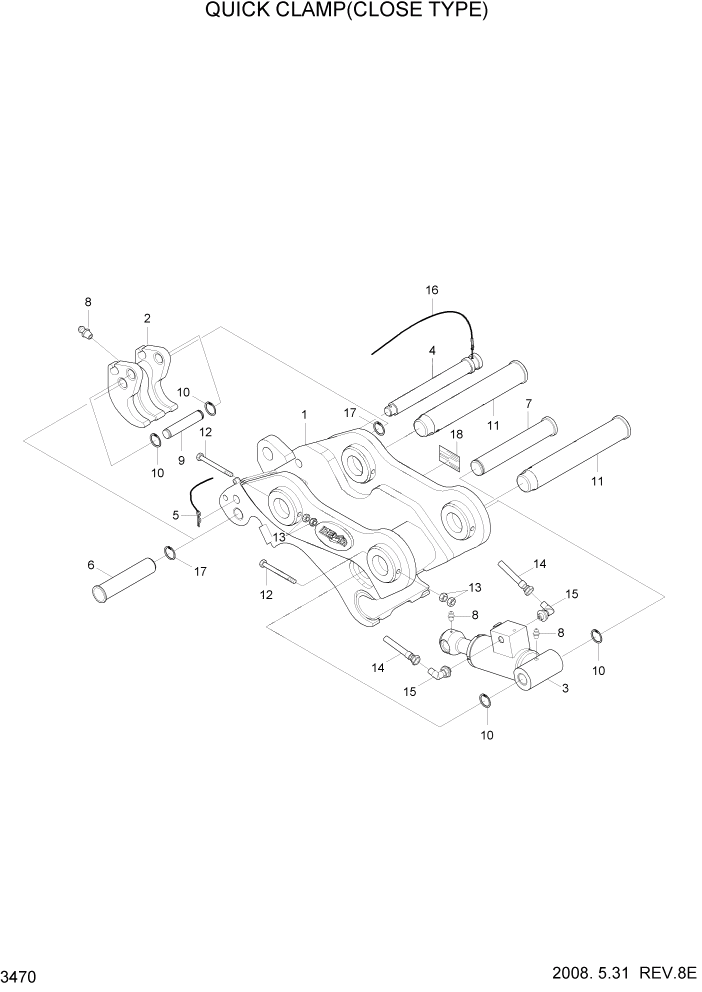 Схема запчастей Hyundai R320LC7 - PAGE 3470 QUICK CLAMP(CLOSE TYPE) ГИДРАВЛИЧЕСКАЯ СИСТЕМА