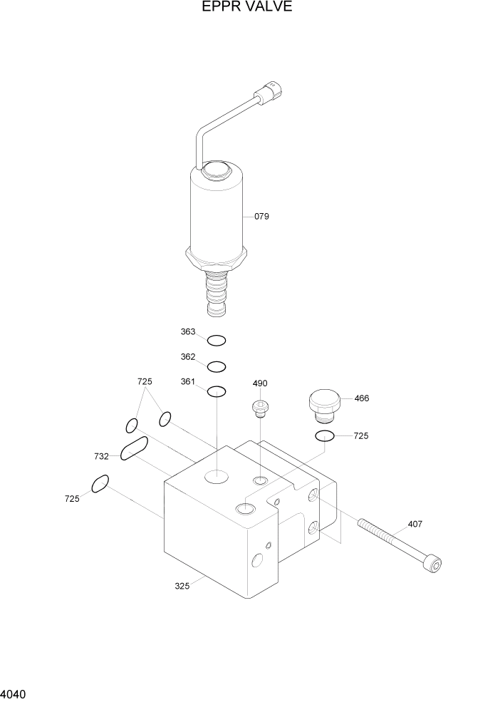 Схема запчастей Hyundai R320LC7 - PAGE 4040 EPPR VALVE ГИДРАВЛИЧЕСКИЕ КОМПОНЕНТЫ