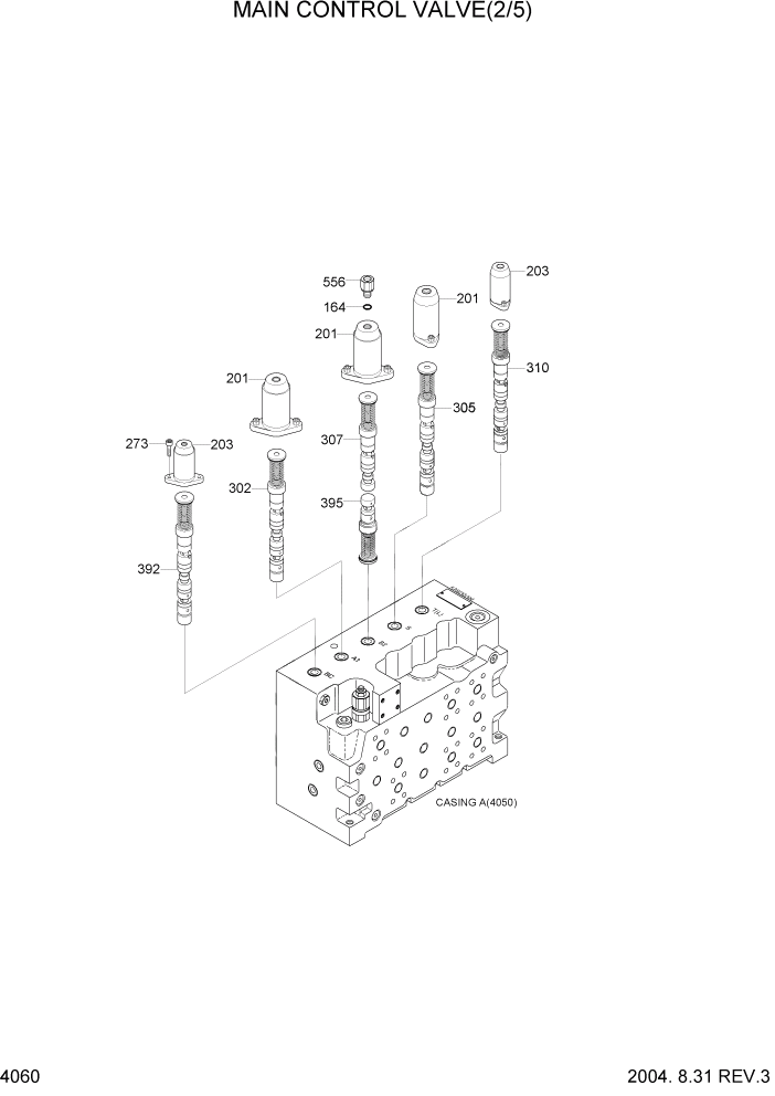 Схема запчастей Hyundai R320LC7 - PAGE 4060 MAIN CONTROL VALVE(2/5) ГИДРАВЛИЧЕСКИЕ КОМПОНЕНТЫ