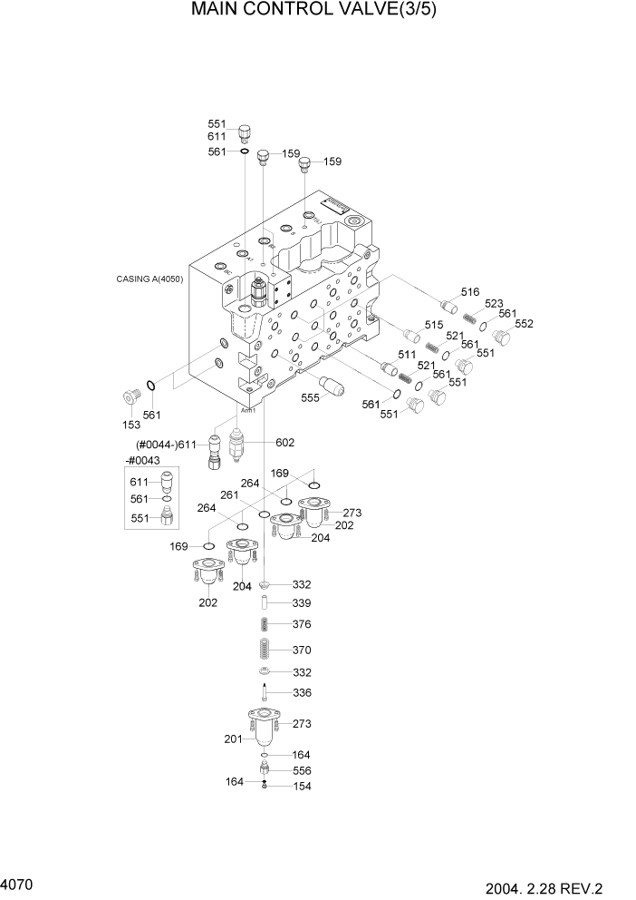 Схема запчастей Hyundai R320LC7 - PAGE 4070 MAIN CONTROL VALVE(3/5) ГИДРАВЛИЧЕСКИЕ КОМПОНЕНТЫ