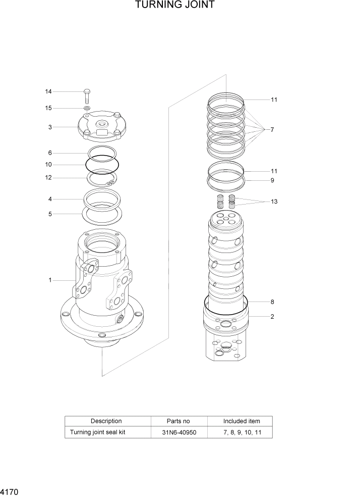 Схема запчастей Hyundai R320LC7 - PAGE 4170 TURNING JOINT ГИДРАВЛИЧЕСКИЕ КОМПОНЕНТЫ