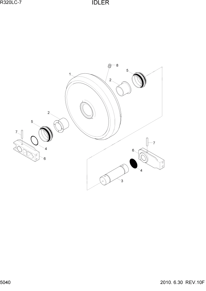 Схема запчастей Hyundai R320LC7 - PAGE 5040 IDLER ХОДОВАЯ ЧАСТЬ