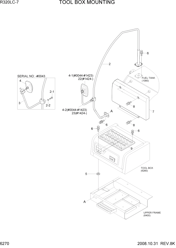 Схема запчастей Hyundai R320LC7 - PAGE 6270 TOOL BOX MOUNTING СТРУКТУРА